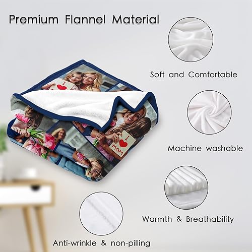 Miniatura 5 de Yoke Style Manta personalizada con imagen, manta personalizada con fotos, regalos de cumpleaños personalizados para mujeres, suegra, abuela,