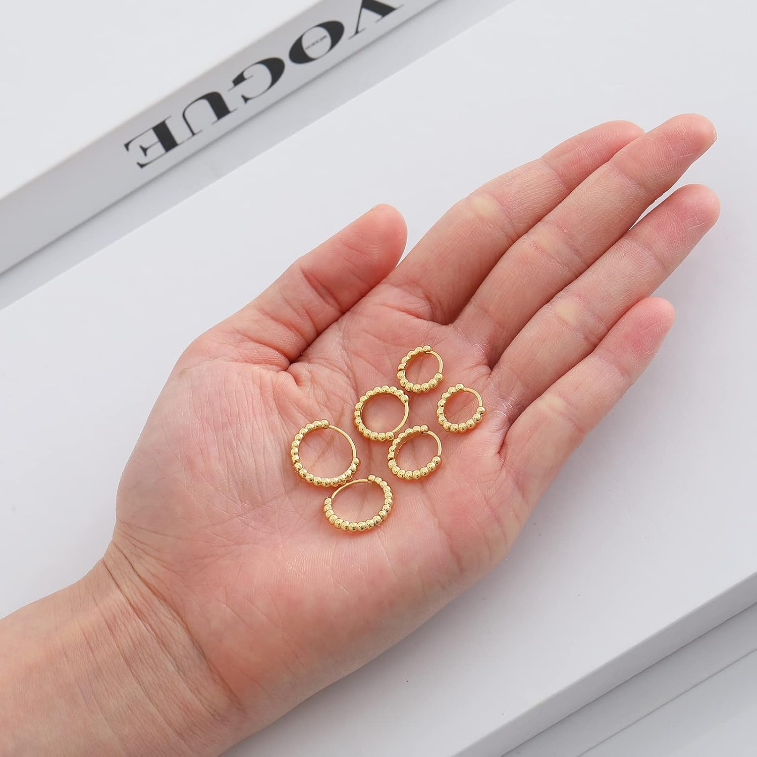 Fiusem Huggie Hoop Earrings for Women 14K Gold Plated, Small Dainty Earrings for Women, Hypoallergenic Hoops 8/10/12 mm - Image 7