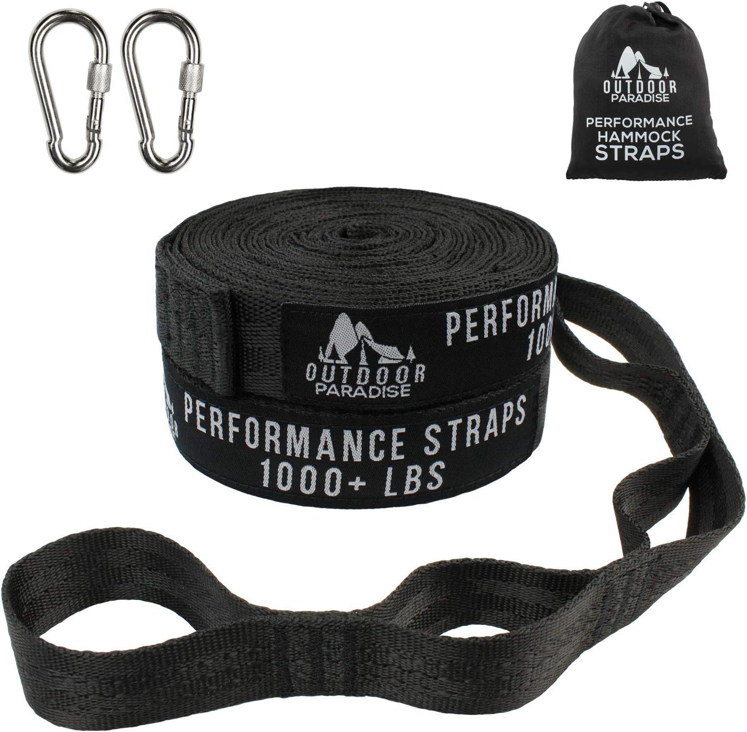 Hammock Tree Straps - Heavy Duty Camping Hammock Straps 2000LBS Breaking Strength With 32 Loops - Carabiners and Carrying Bag Included