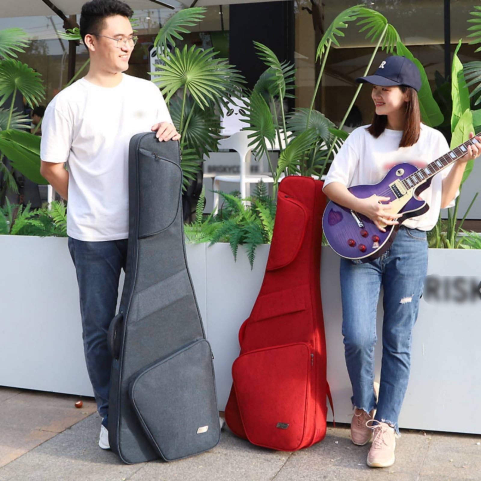 Gralara Funda Guitarra Acolchada Accesorio Musical Resisn para Viaje, Ensayo, Rojo Eléctrico