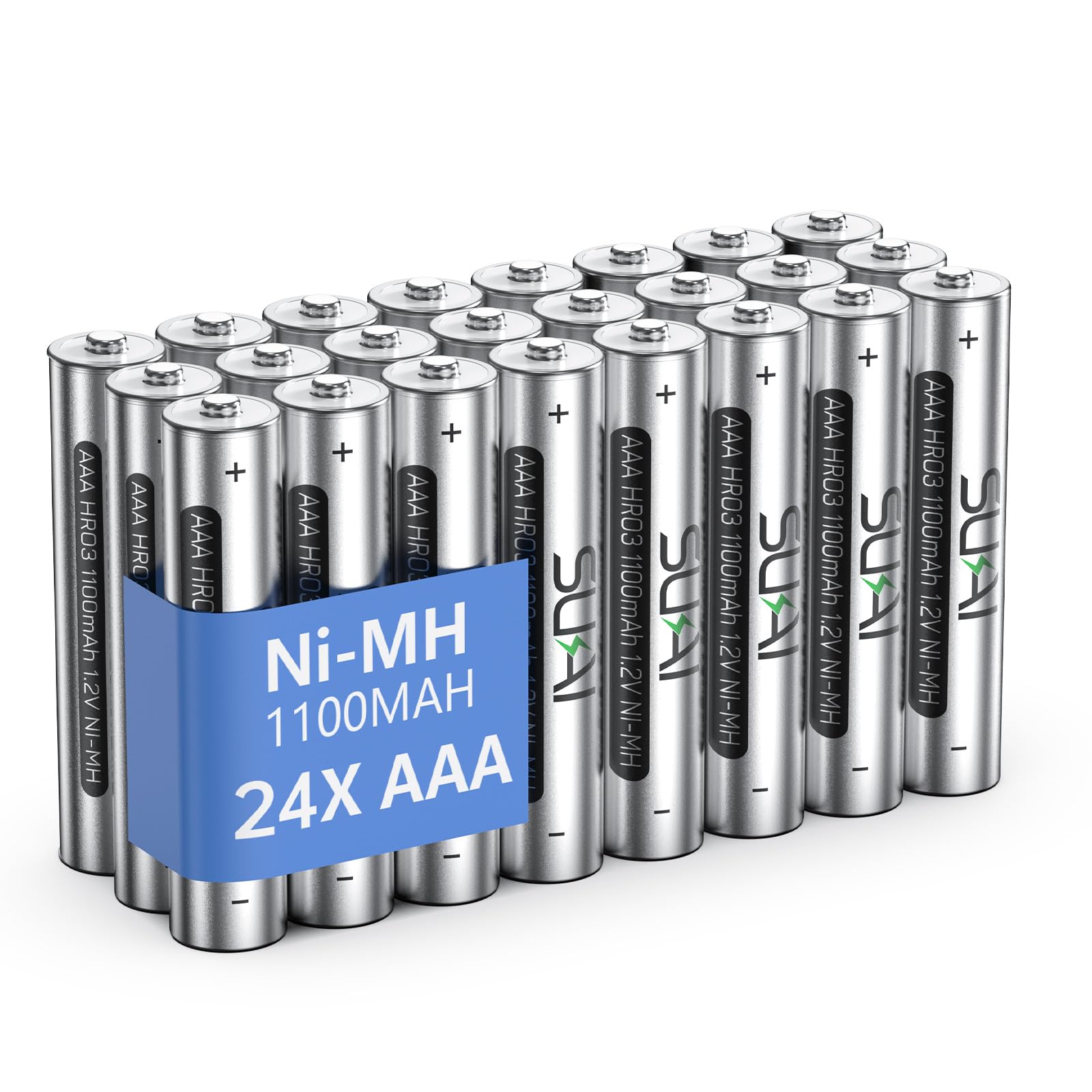 AAA Rechargeable Batteries, High Capacity Rechargeable AAA Batteries 1100mAh 1.2V NiMH Low Self Discharge (24 Pack)