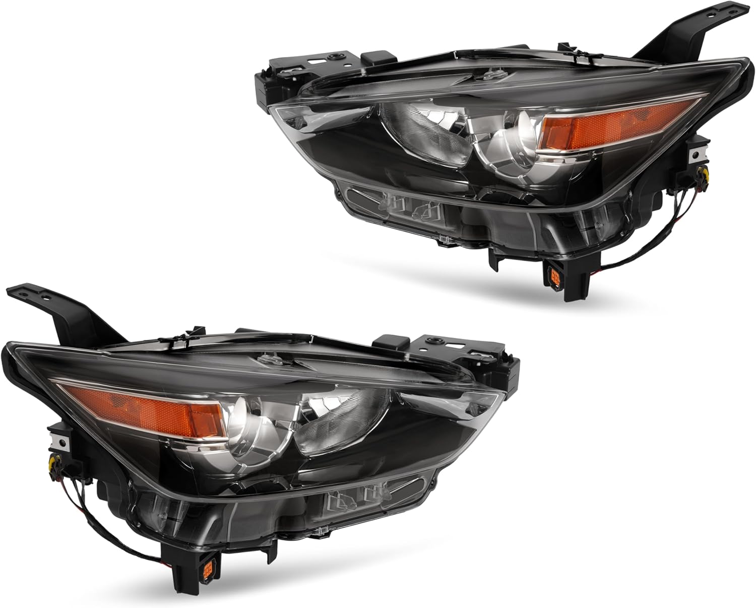 HECASA Front Pair Halogen Headlight Compatible with 2016-2022 Mazda CX-3 Replacement for MA2518173 MA2519173 Headlamp Front Light Lamp Clear Lens Black Housing - Driver&Passenger Side