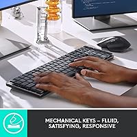 Vista 2 de Logitech MX Teclado mecánico inalámbrico de rendimiento iluminado, interruptores táctiles silenciosos, teclas retroiluminadas, Bluetooth, USB-C
