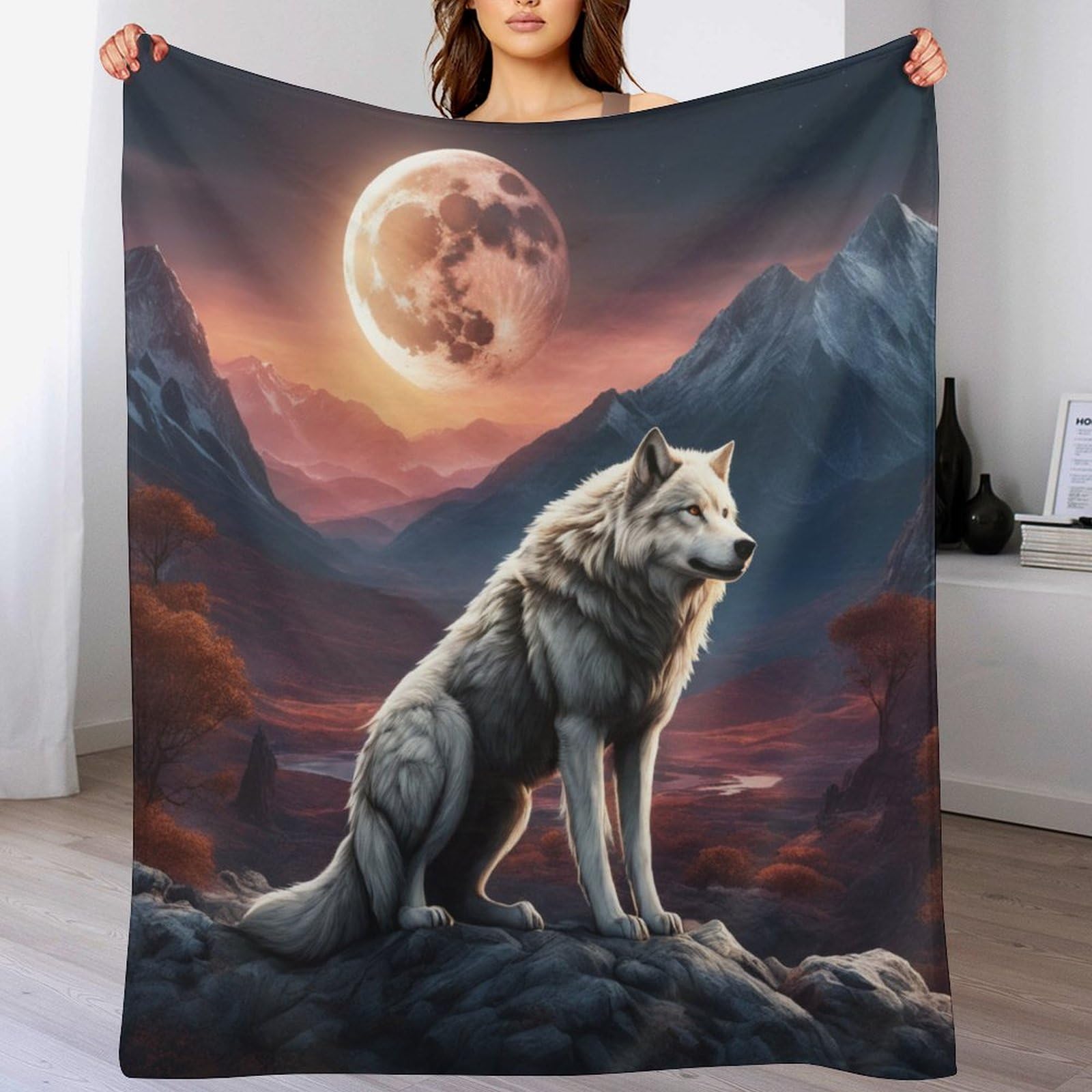 Couverture loup en flanelle premium moelleuse et hypoallergénique