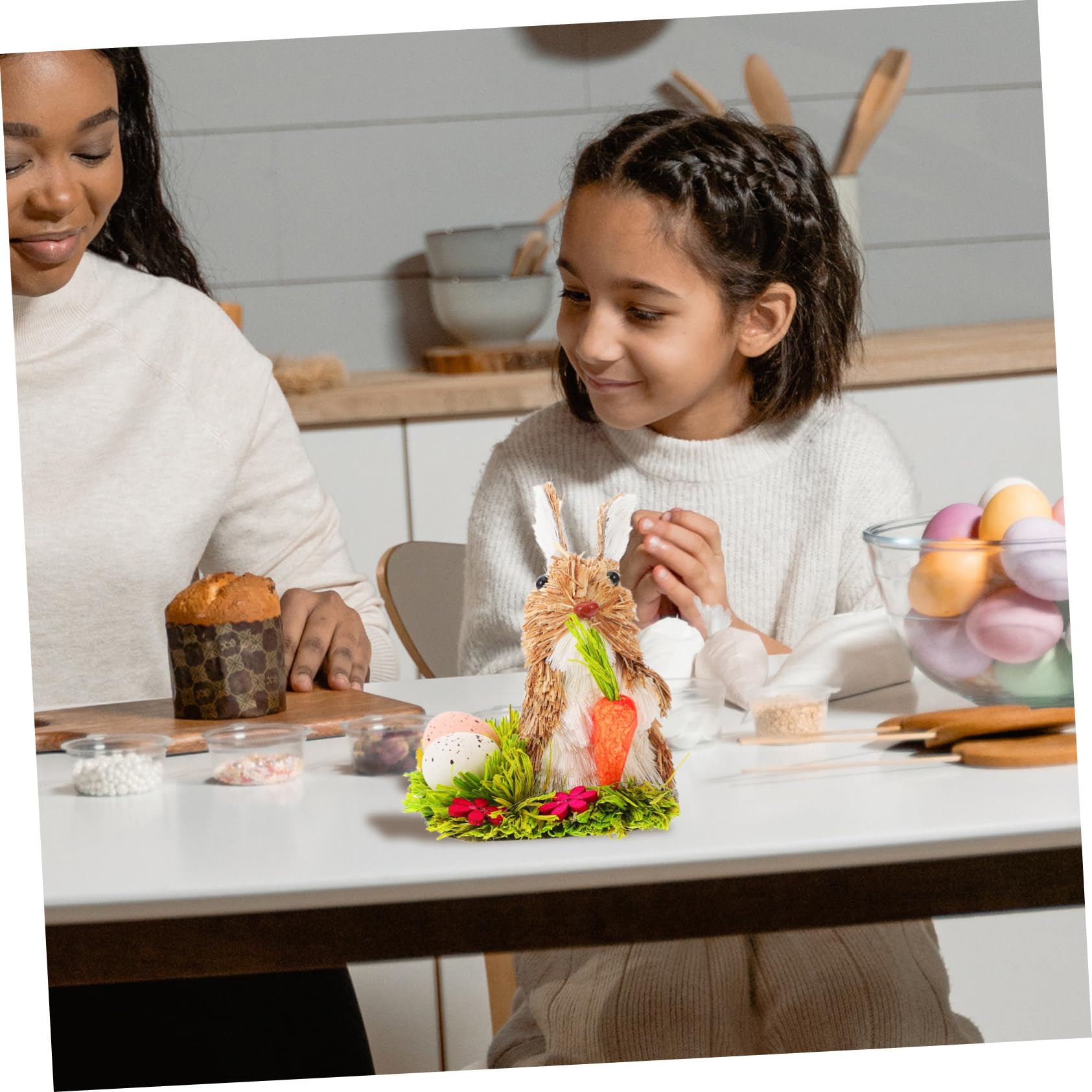 ABOOFAN 4 Pz coniglietto di paglia arredamento della tavola statua del coniglio di pasqua decorazioni casa easter bunny decorazione casa Home decor statuina di coniglietto domestico Regalo