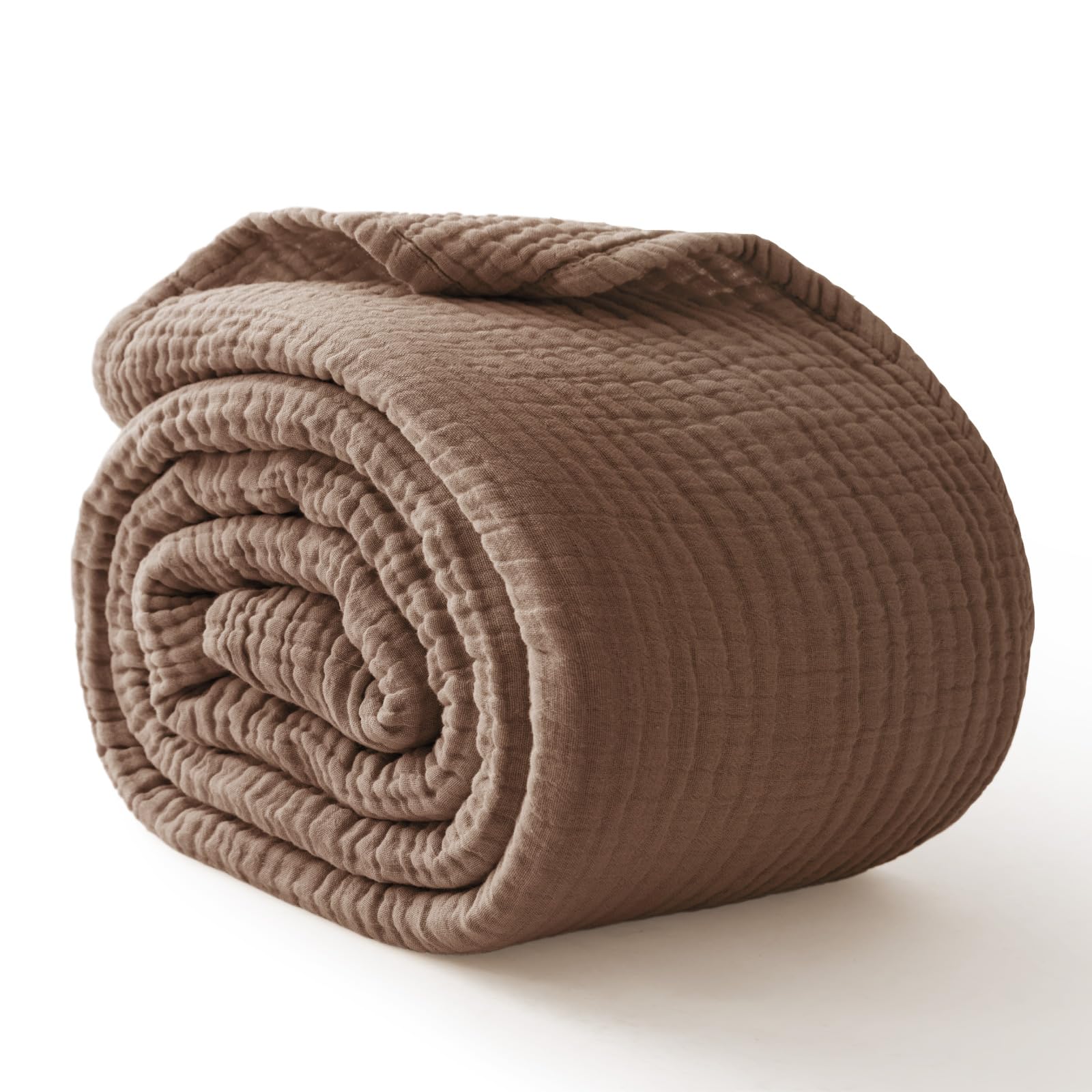 Kozyhvn 100% Cotton Muslin Blanket Twin 66" x 90", Breathable and Lightweight Cotton Twin Blankets for Couch, Soft Cooling Summer Gauze Blanket for Adults All Season, Tan โ image 1