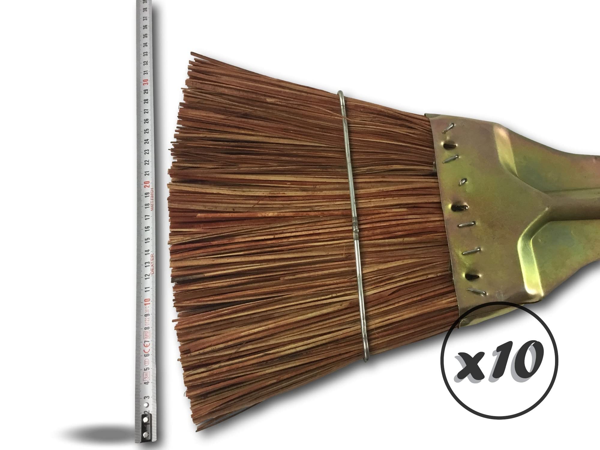 Lot De 10 Balais Piassava Triangulaires Kibros – Fibres Rigides Pour Extérieur, Terrasse, Garage, Feuilles & Résidus