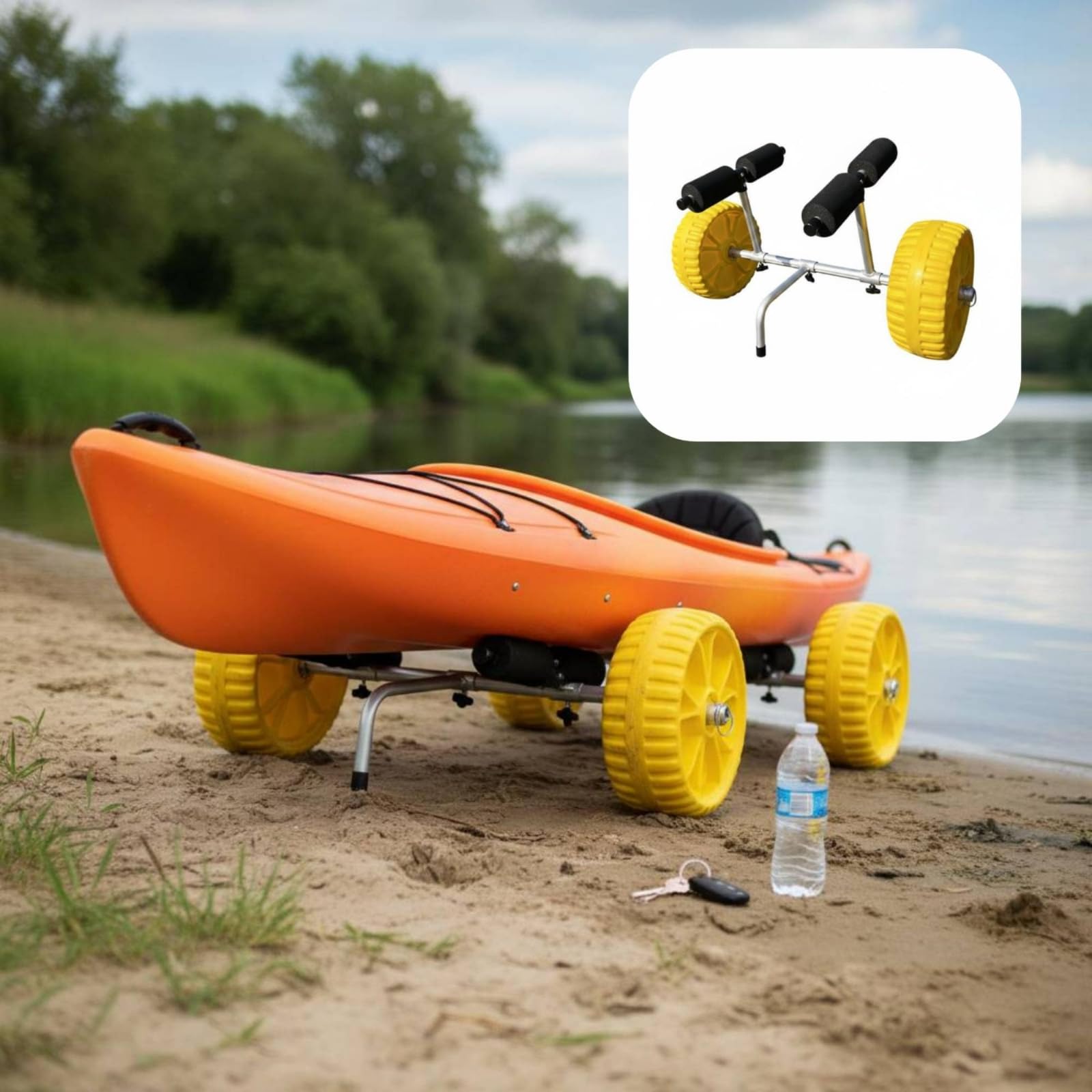 Carrello Trasporto Kayak Portatile Accessorio Nautico Doppio Cavalletto Attrezzatura Sportiva per Outdoor
