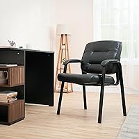 Amazon Basics Black Faux Leather Guest Chair with Metal Frame - Comfortable Office Reception Seating, 4.4/5 Stars (4690+ Reviews)
