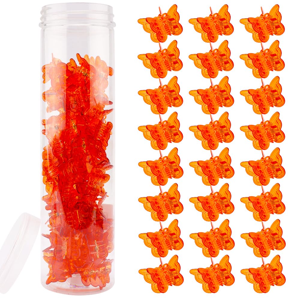 Photo 1 of Ahoney 60PCS Orange Butterfly Hair Clips for Hair with Box Mini Claw Clips 90s Y2k Pink Hair Accessories for Girls Women