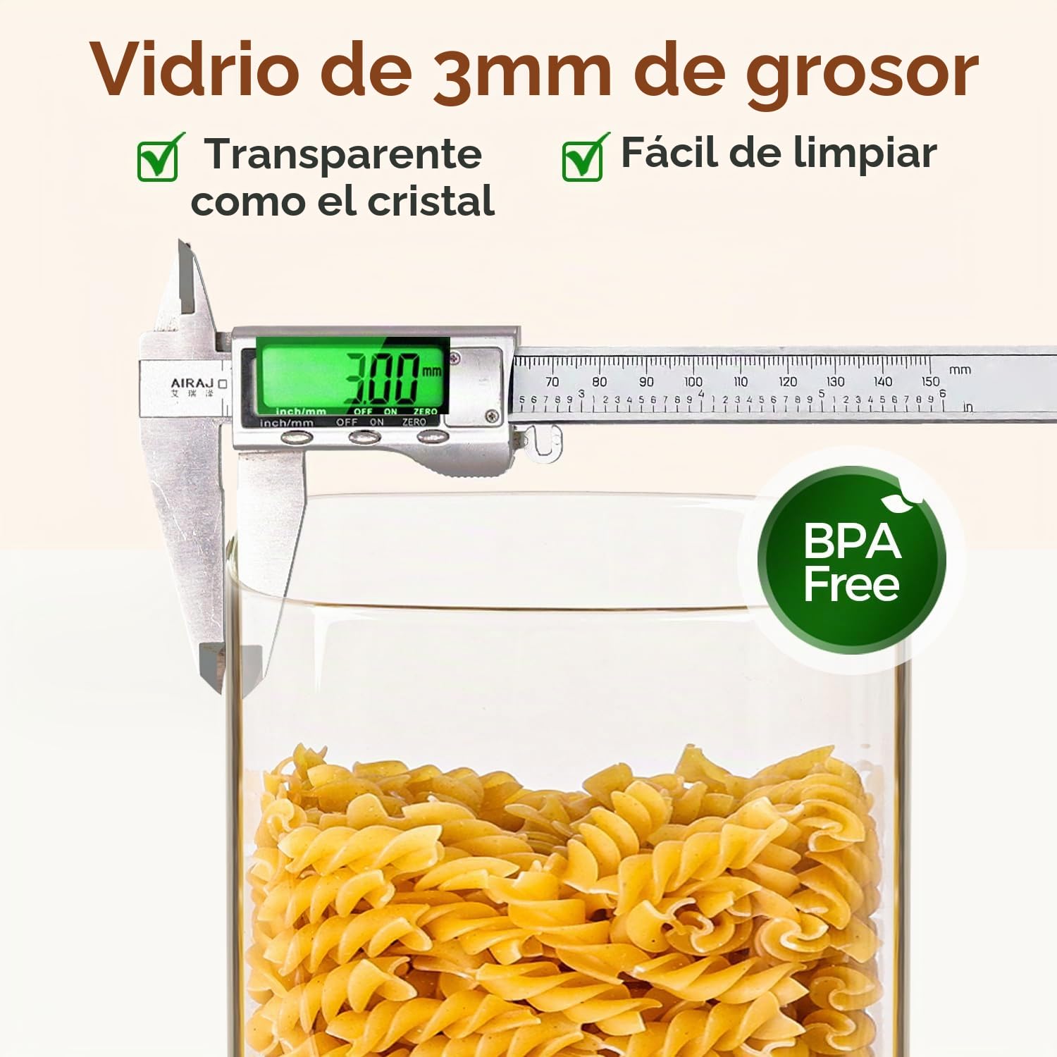 ComSaf Tarros de cristal con tapa 3,4 L, pack de 2 para cocina y despensa | Frascos de vidrio, Botes cocina almacenaje, Tapas de bambú, Bote para espaguetis, Lentejas rojas, Nibs de cacao
