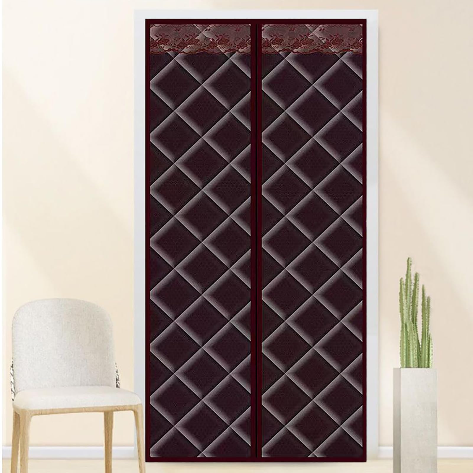 Tenda termica magnetica per porta, in tessuto spesso di bue, antivento e resistente alle intemperie, soluzione a risparmio energetico per cucina, balcone, condizionatore d'aria e riscaldamento