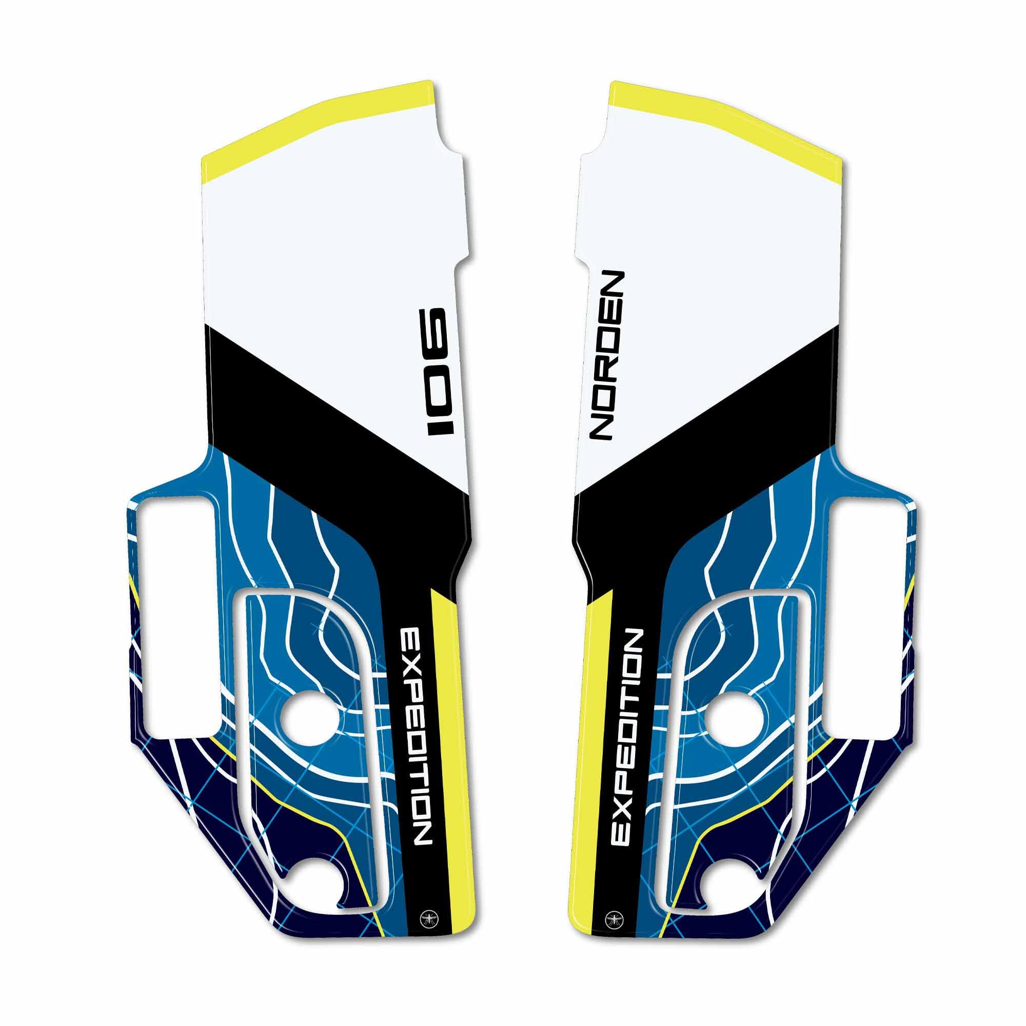 labelbike Adesivi 3D Moto Parafango Compatibile con Husqvarna | Norden 901 Expedition 2023, Protezione in Resina, Antigraffio, Decorazione, Giallo Bianco Blu