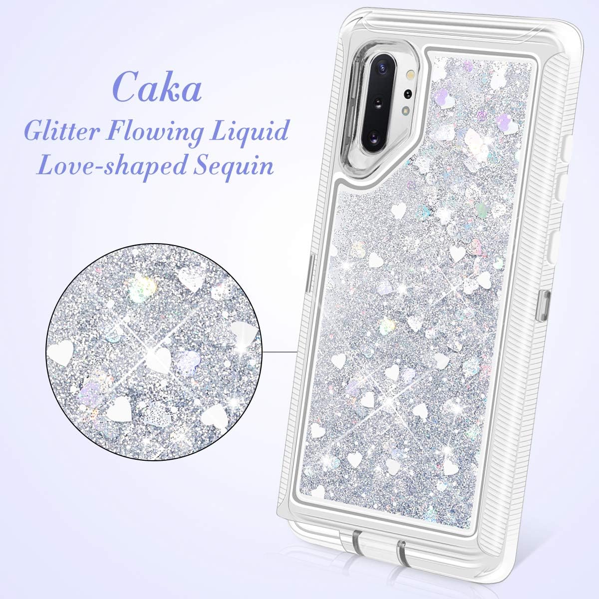 Caka Case Compatible for Galaxy Note 10 Plus Glitter Case Liquid Bling Flowing Sparkle Shining Glitter Soft TPU Clear Cute Women Girls Case for Samsung Galaxy Note 10 Plus (Love Silver)