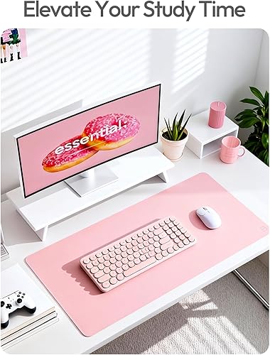 Miniatura 6 de YSAGi Protector de escritorio de cuero, alfombrilla de oficina, alfombrilla grande para ratón, secante de cuero PU antideslizante, almohadilla de