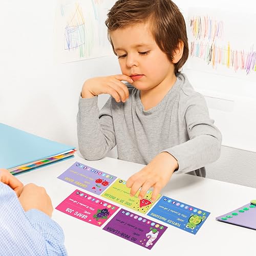 Miniatura 5 de Teling 200 tarjetas perforadoras de comportamiento con perforador de agujeros, tarjeta de recompensa de comportamiento para estudiantes, aula,