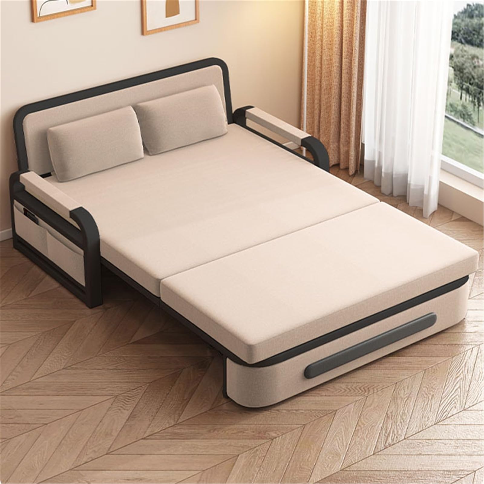 Składana sofa Wielofunkcyjna rozkładana sofa z funkcją spania, pojedyncza, do małego mieszkania Rozkładana kanapa(Duży)