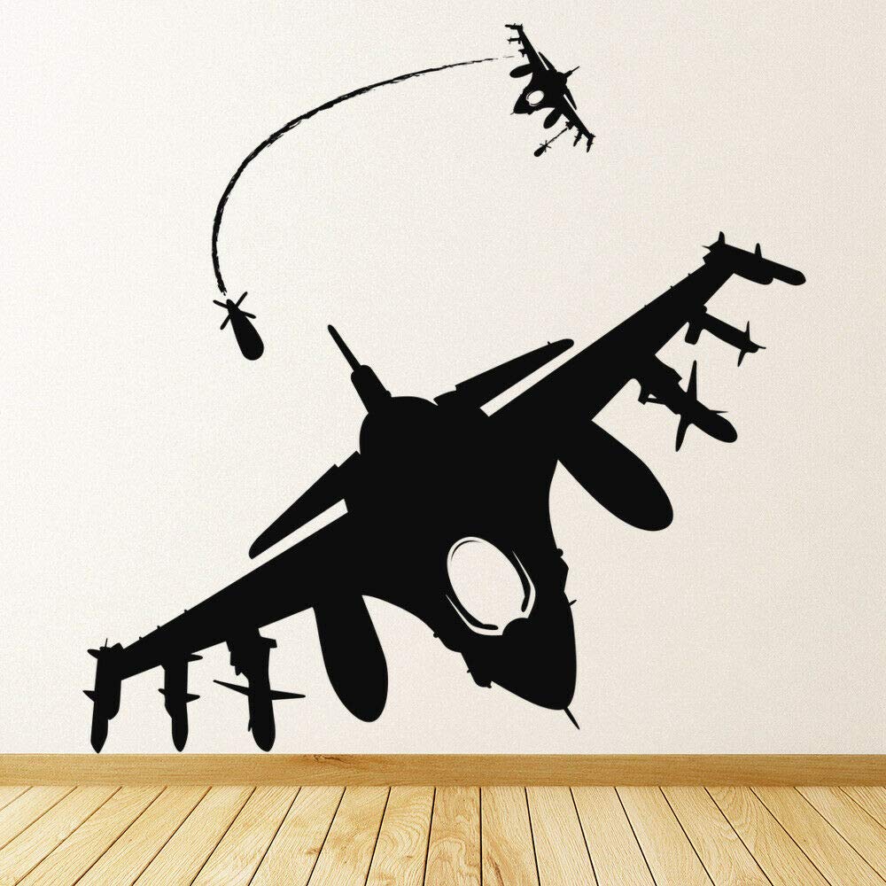 GADGETS WRAP Fighter Jet Plane Black Wall Decal Vinyl for Home Office Room Decoration-image-4