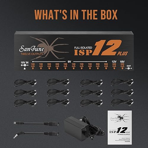Miniatura 7 de Fuente de alimentación para pedal de guitarra, verdaderamente aislada 15 salidas de CC para pedal de efecto de 9V12V18V (ajustable de 9V a 18V)