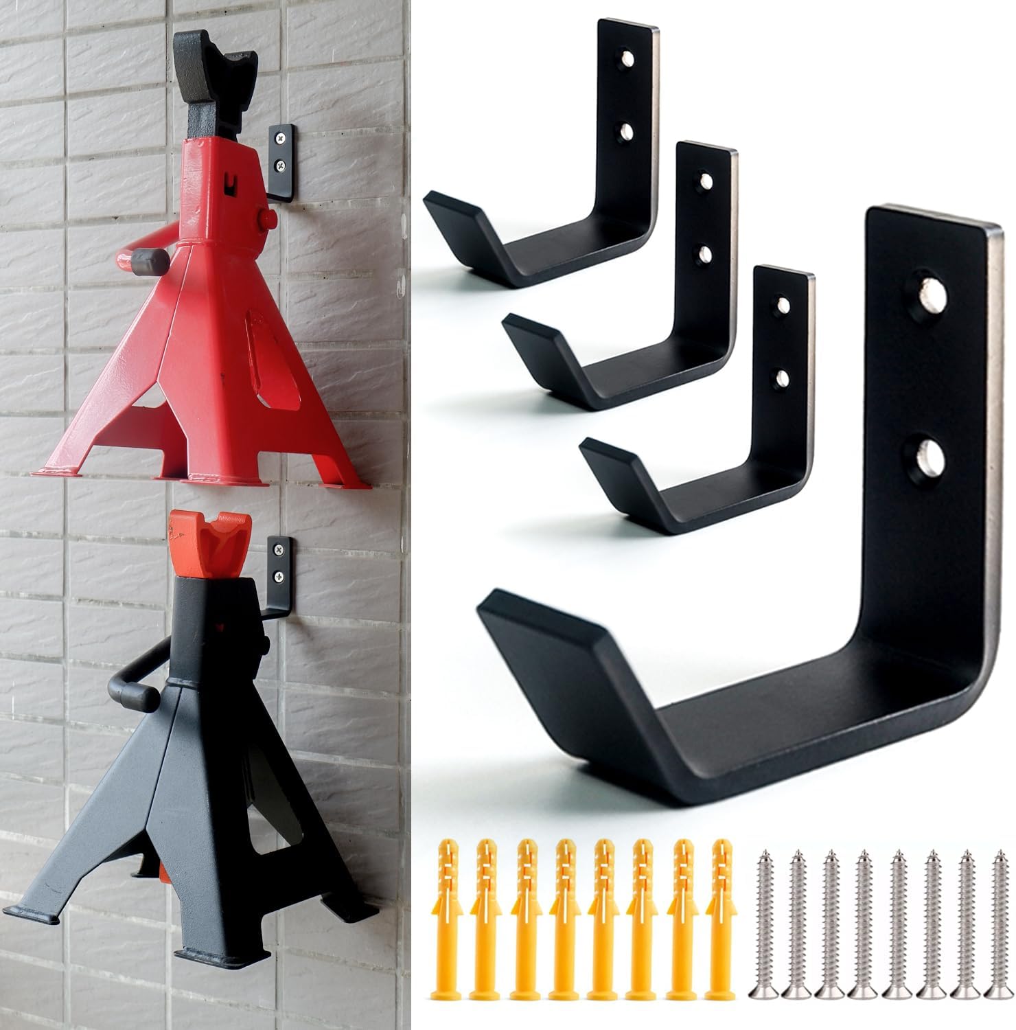 Jack Stands Wall Mount Organizer Brackets Fits 2 & 3 Ton,Heavy Duty Jack Stands