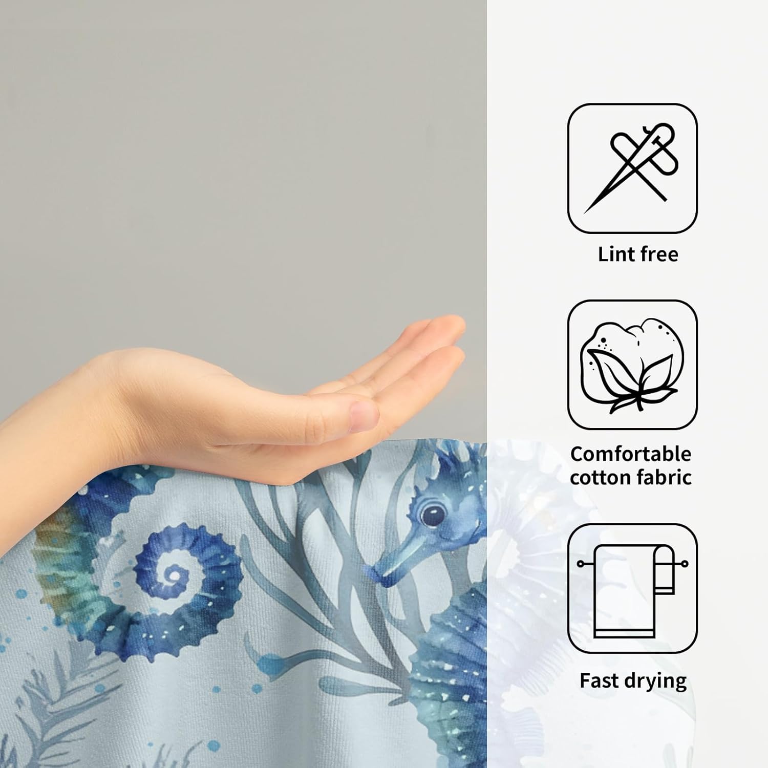 Giwawa Coastal Hand Towels for Bathroom Set of 2 Ocean Nautical Kitchen Towels Watercolor Seahorse Starfish Hand Towels Summer Gifts for Farmhouse Kitchen Bathroom Decor 14 x 28 Inch