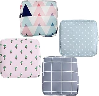 شنطة تخزين - شنطة انيقة وعملية متعددة الالوان لعناصر العناية بالحيض (4 قطع)