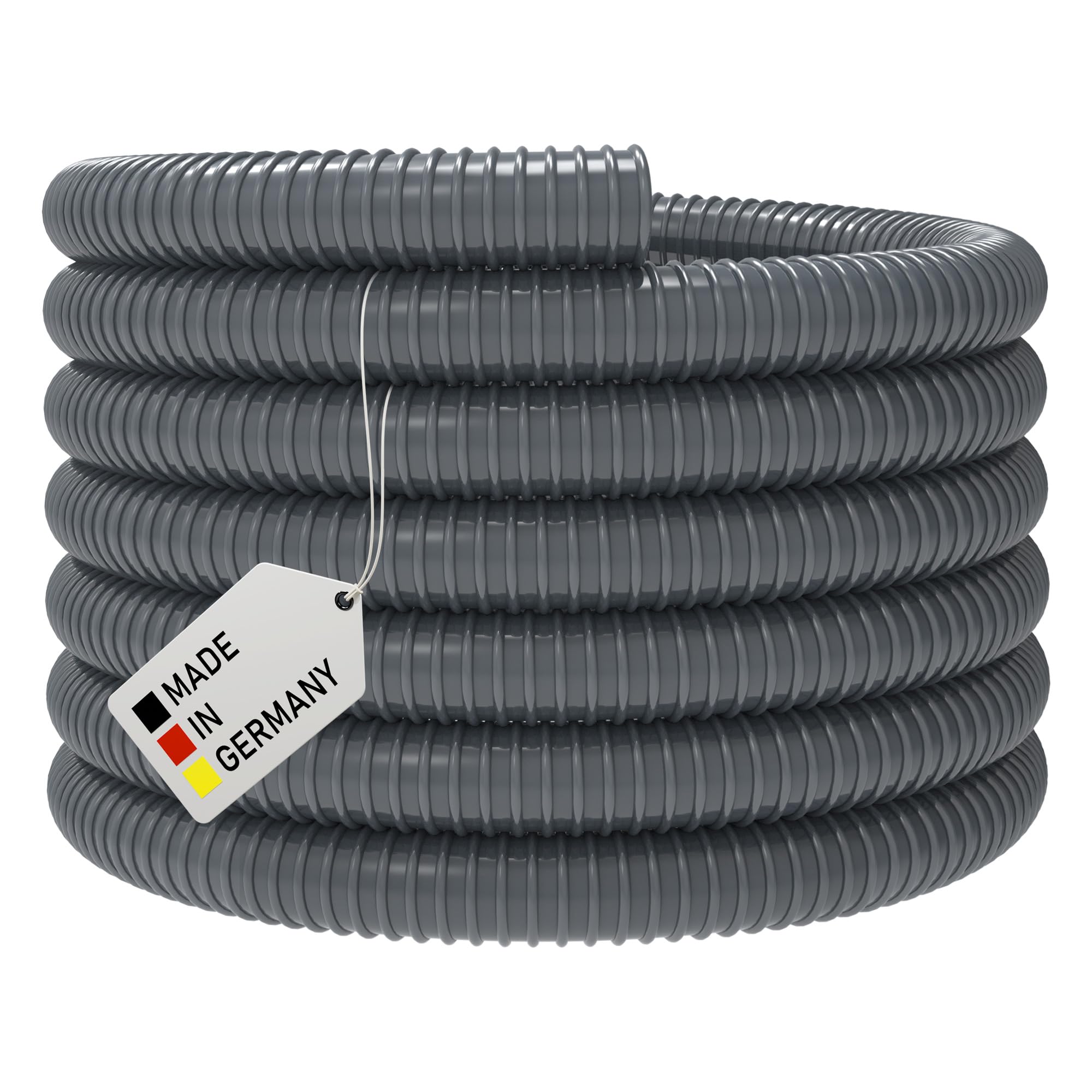 Absaugschlauch GRAU PVC Saugschlauch Spiralschlauch Flexschlauch leicht & flexibel Made in Germany (80 mm, PVC, 5 m)