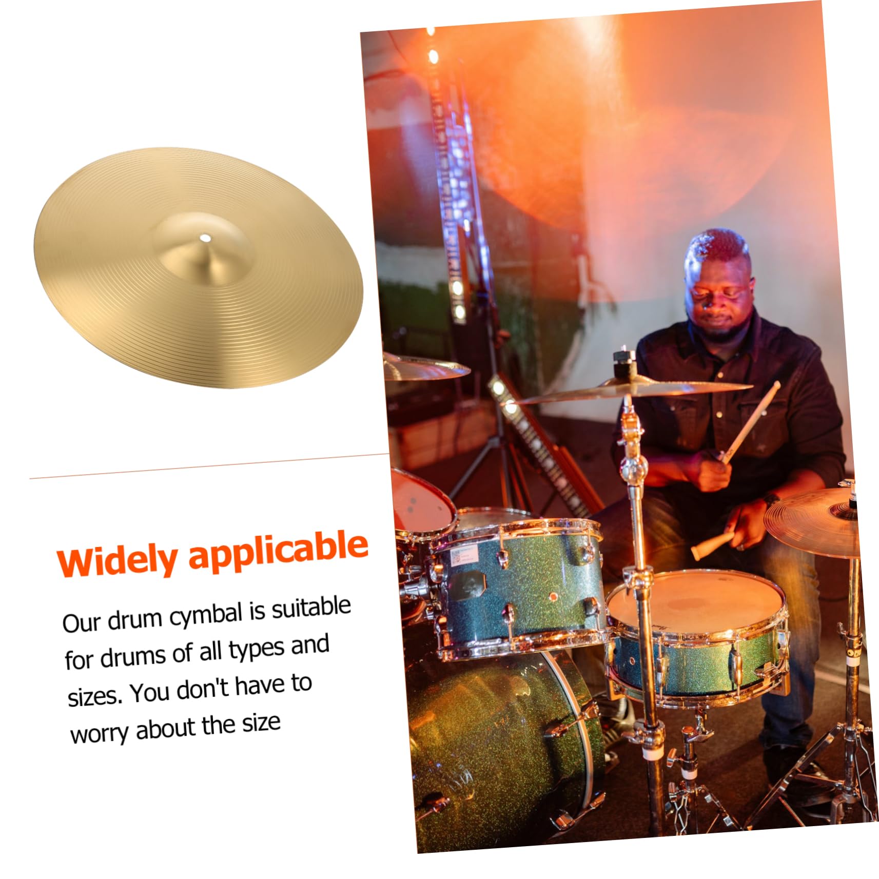 GOOHOCHY Alloy Brass Drum Accessory Percussion Part 16in Jazz Drum Cymbal Replacement