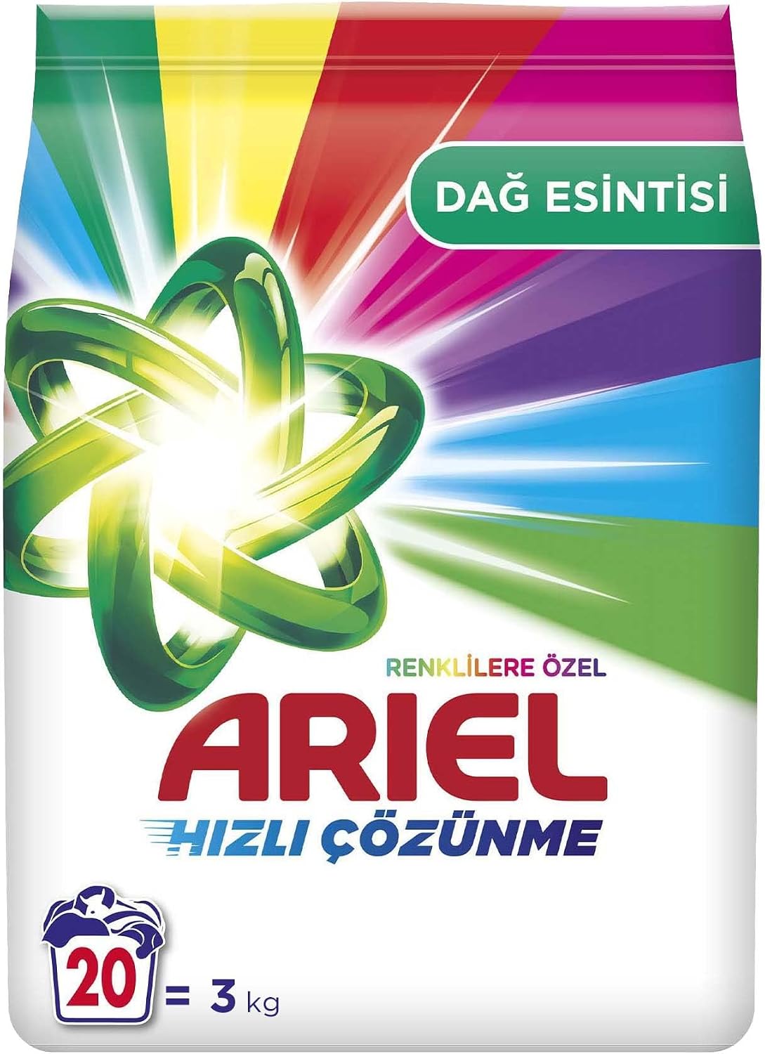 Ariel Dağ Esintisi Renklilere Özel 3 kg Hızlı Çözünme Toz Çamaşır Deterjanı