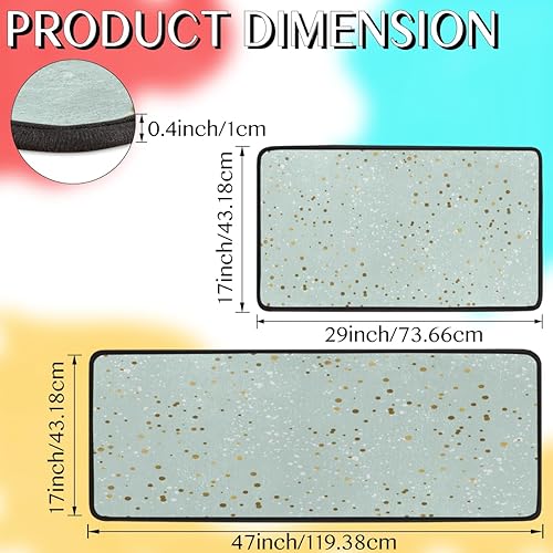 Vista 65 de GUYOS Tapete de cocina acolchado con diseño de mandala dorado, antifatiga, juego de 2 piezas, duradero, resistente a las manchas, parte inferior