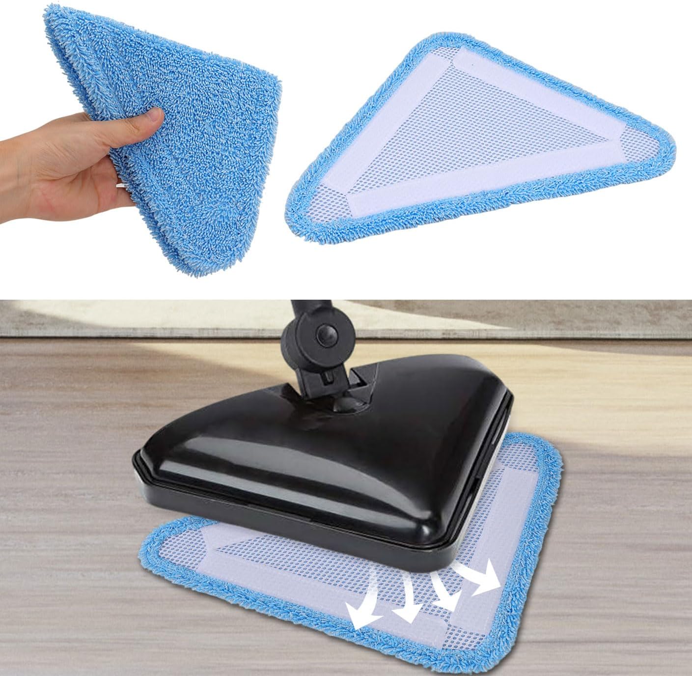 Sgizoku Steamer Mop Pads Attachments for Wagner Steam Cleaner 905e, 915e and 925e - Reusable Steam Replacement Triangular Microfiber Mop Pads for Handheld Steam Cleaner - 4 Pack