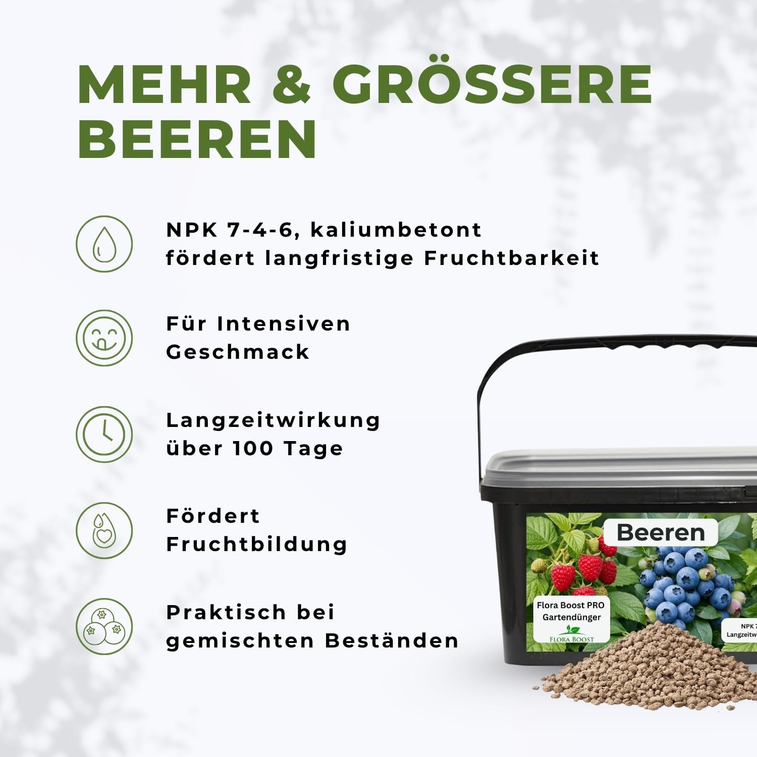 Flora Boost PRO Beeren Dünger mit Langzeitwirkung, 5KG Granulat
