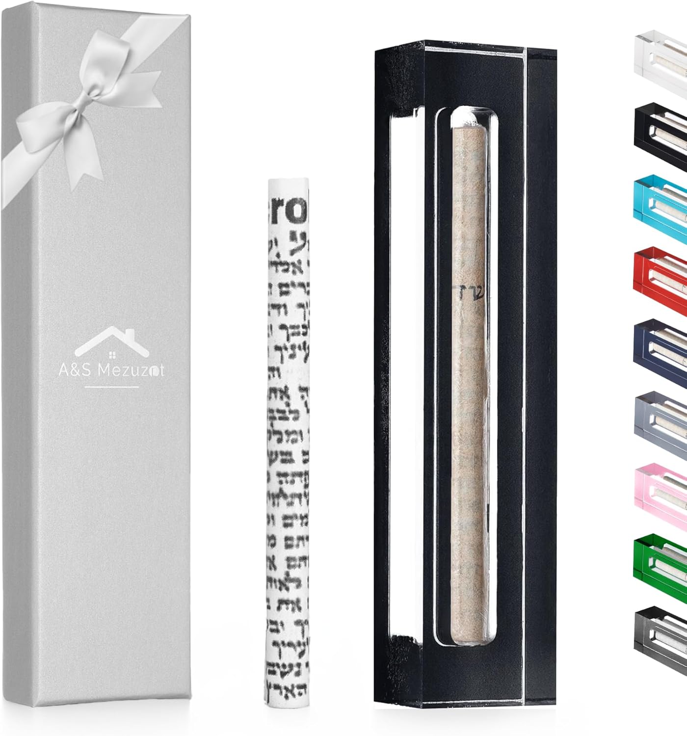 A&S Mezuzot Mezuzah Case For Door in Acrylic-Lucite Design Waterproof, Non- Kosher Scroll Included, Modern Home Decor And Protection (Black, 6 Inches)