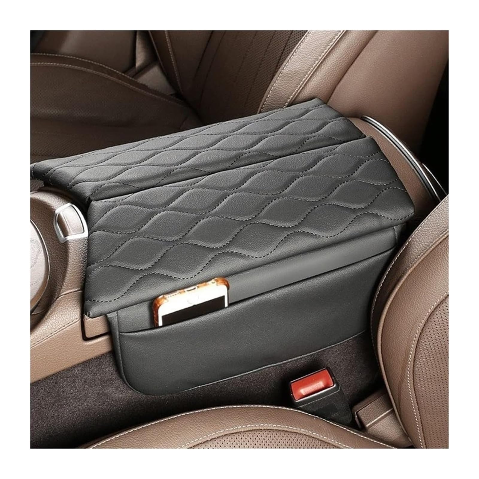 Für Benz W213 E-Klasse 2017-2022 CLS 2018-2022 Kratzfestes Leder-Armlehnenkissen-Konsolen-Armlehnenbox-Abdeckungspolster Armlehne Abdeckung(Svart)