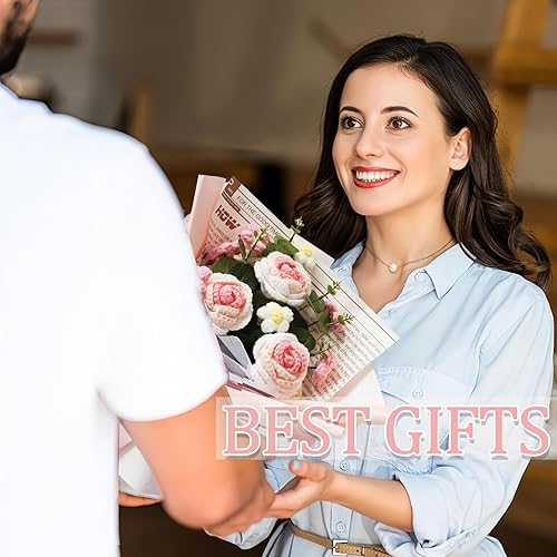 Miniatura 7 de gjulrfu Ramo de flores de ganchillo hecho a mano, ramo de flores artificiales de punto hecho a mano, ramo de flores artificiales de girasol falso,