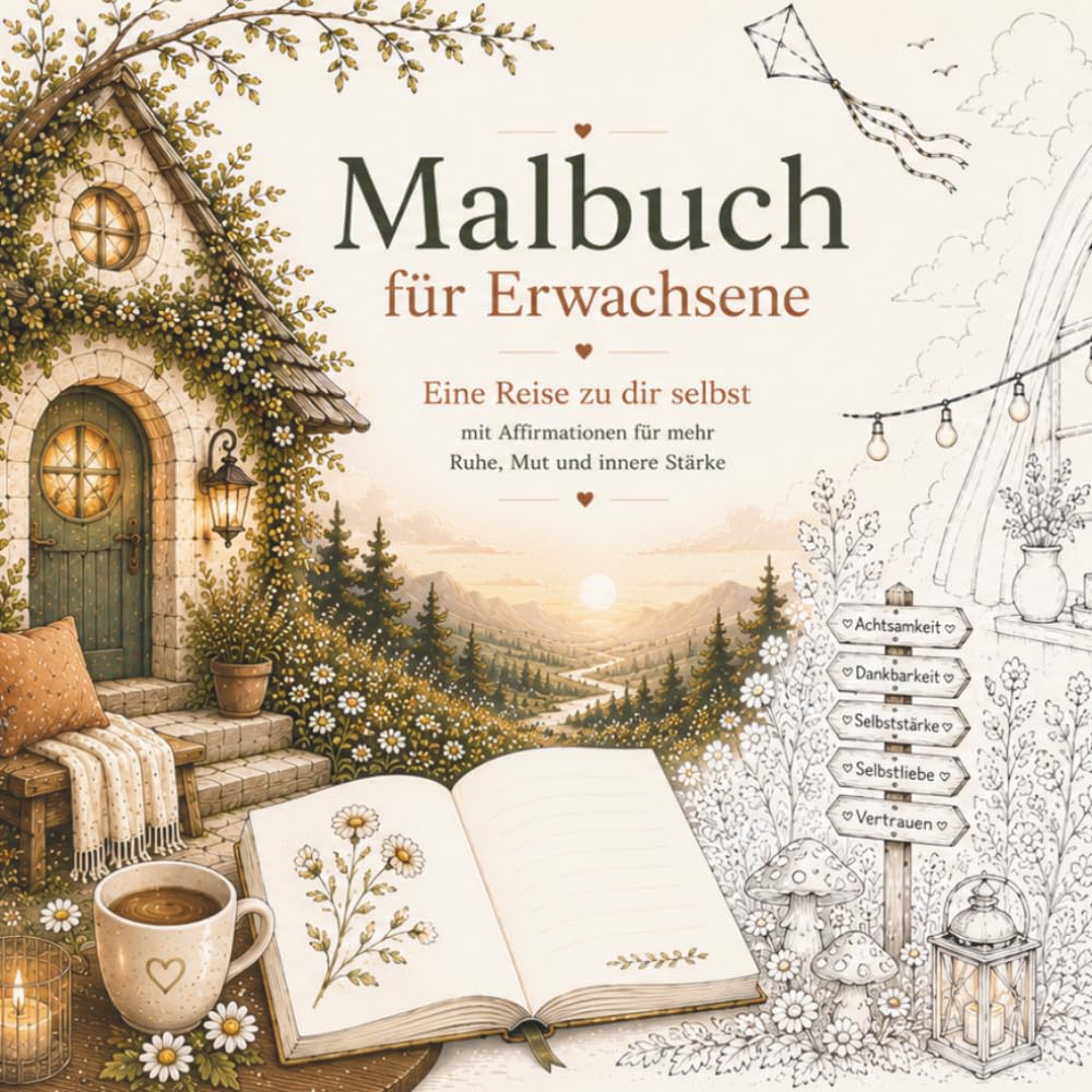 Malbuch für Erwachsene: Eine Reise zu dir selbst mit Affirmationen für mehr Ruhe, Mut und innere Stärke