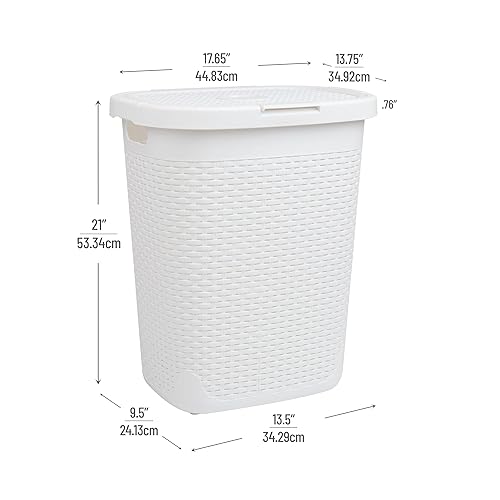 Miniatura 3 de Mind Reader Cesta de la colección Basket, canasta delgada para la lavandería, capacidad de 50 litros (33.1lbs33libras), asas recortadas, tapa con