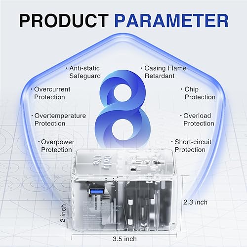Miniatura 6 de DAILYLIFE Convertidor de 220 V a 110 V, adaptador de viaje de Estados Unidos a Europa, adaptador de convertidor de corriente combinado con 3 USB C y