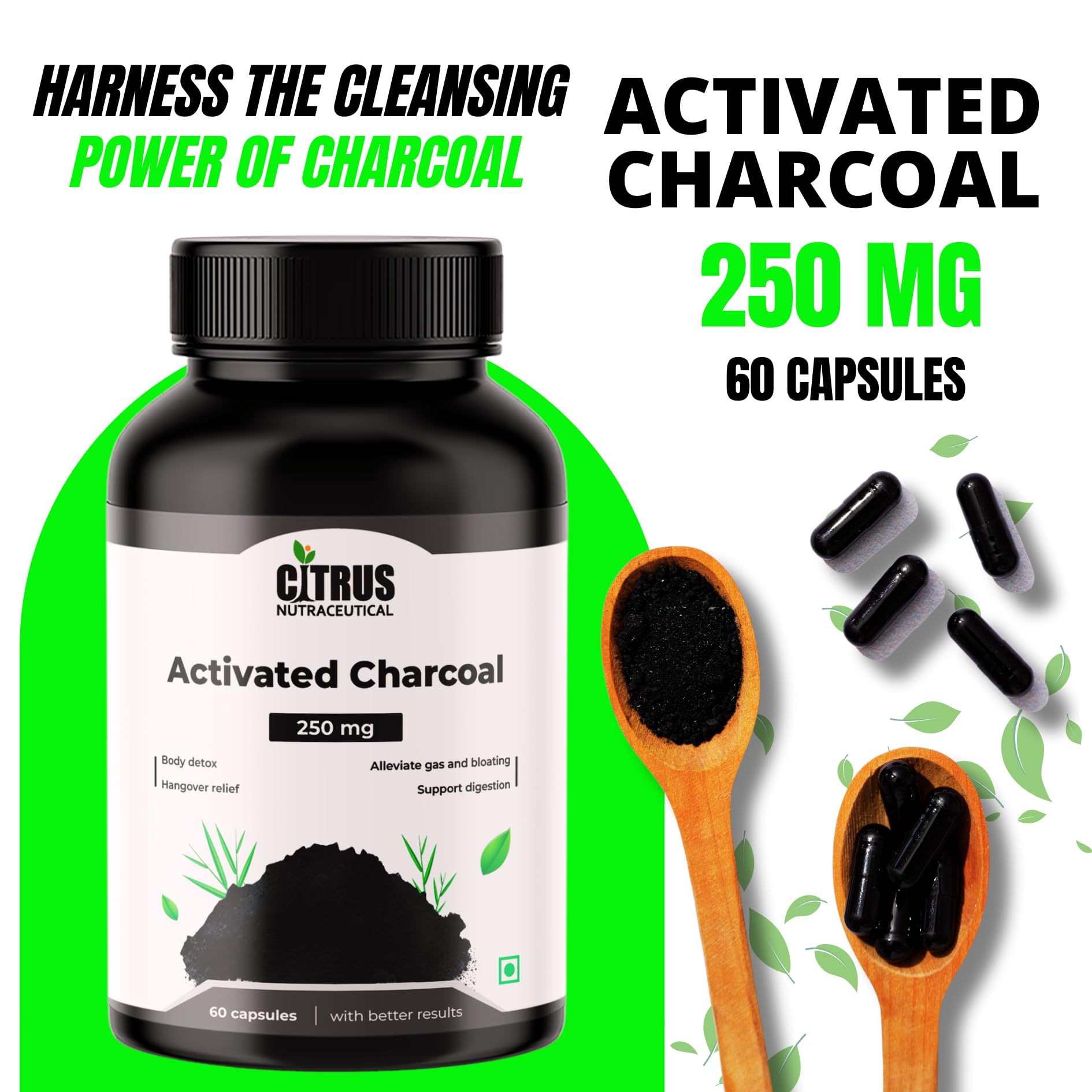 CITRUS NUTRACEUTICAL Activated Charcoal 250mg Capsules 2