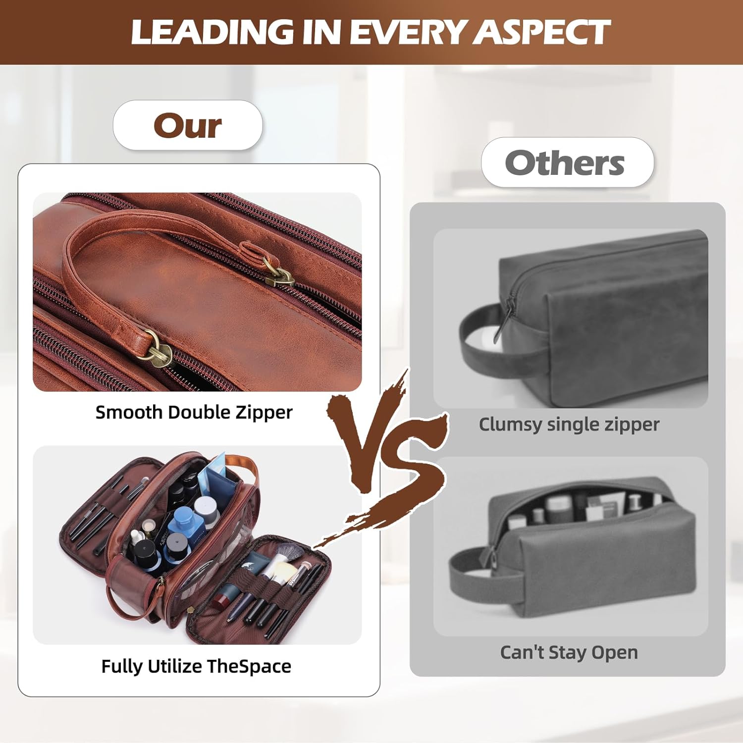 Toiletry Bag for Mens Traveling,Personalized Travel Toiletry Bag for Men,Toiletry Travel Organizer Bag,Water Resistant Toiletry Travel Shaving Bag,Toiletries Mens Gift (M) - Image 4