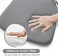 Vista 5 de Basic Beyond Juego de 4 cojines para sillas de cocina, de espuma viscoelástica en forma de U con lazos, 17 x 16 pulgadas, cojines de terciopelo Gris