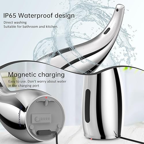 Miniatura 4 de Dispensador de jabón automático ajustable sin contacto, 4 niveles ajustables sin contacto, dispensador de bomba de jabón líquido, dispensador de