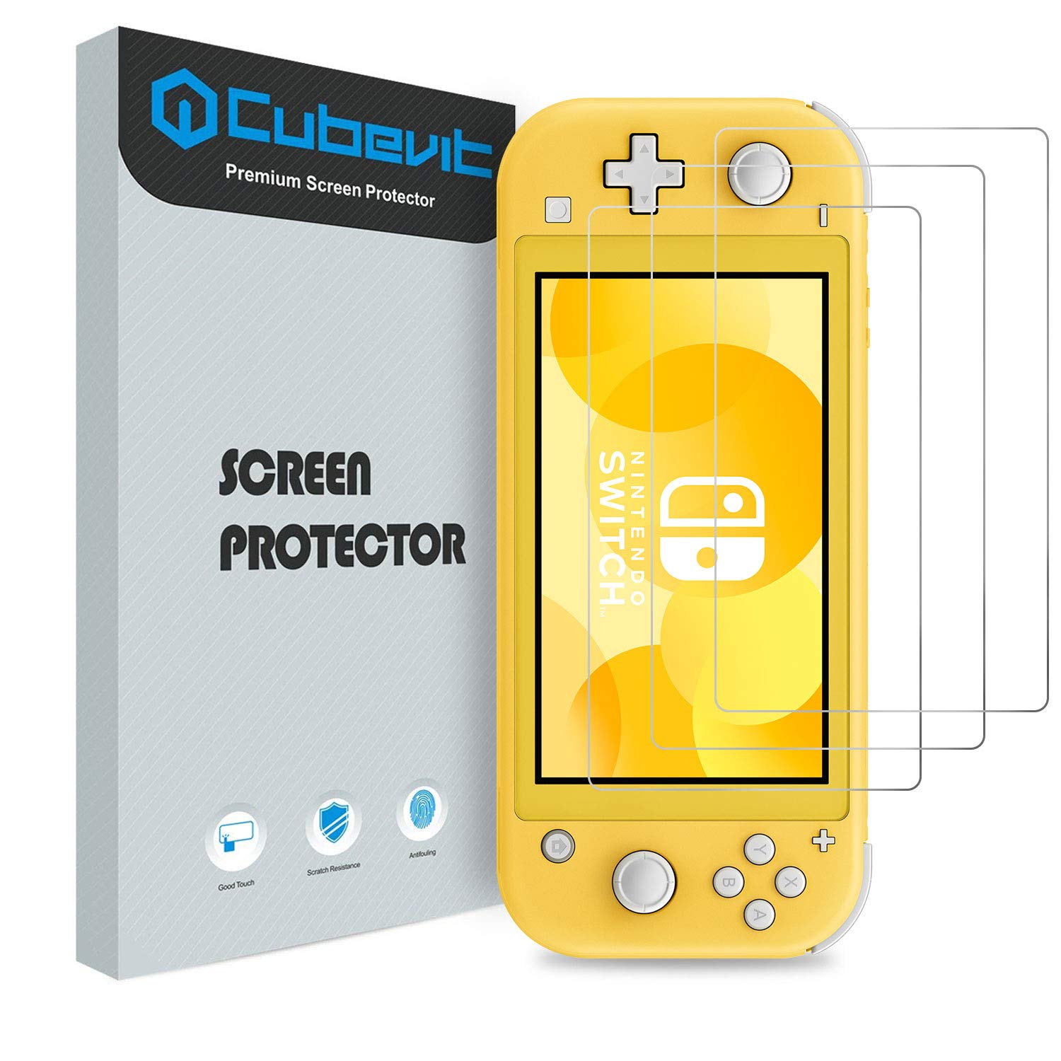 Cubevit Nintendo Switch Lite Screen Protector, [3 Pack] Full-Coverage/Bubble Free/Anti-Scratch/HD Clear 2.5D 9 Hardness Film Premium Tempered Glass Screen Protector for Nintendo Switch Lite 2019
