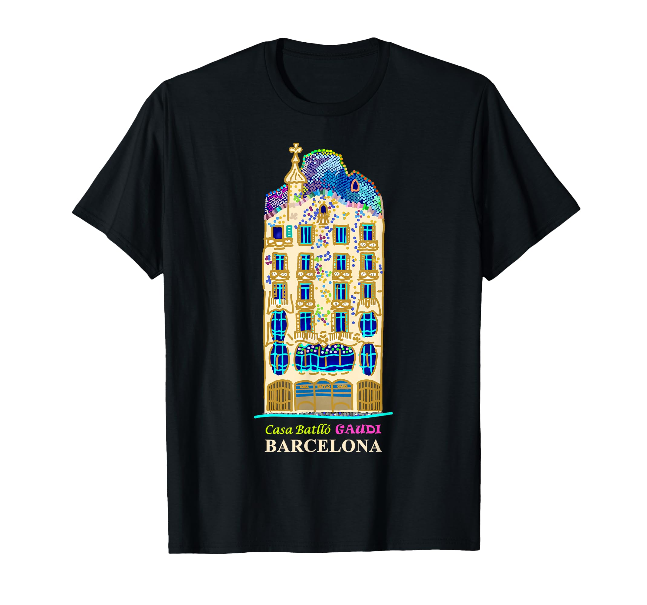 Barcelona, Hand drawing Gaudi Casa Batlló, Spain T-Shirt