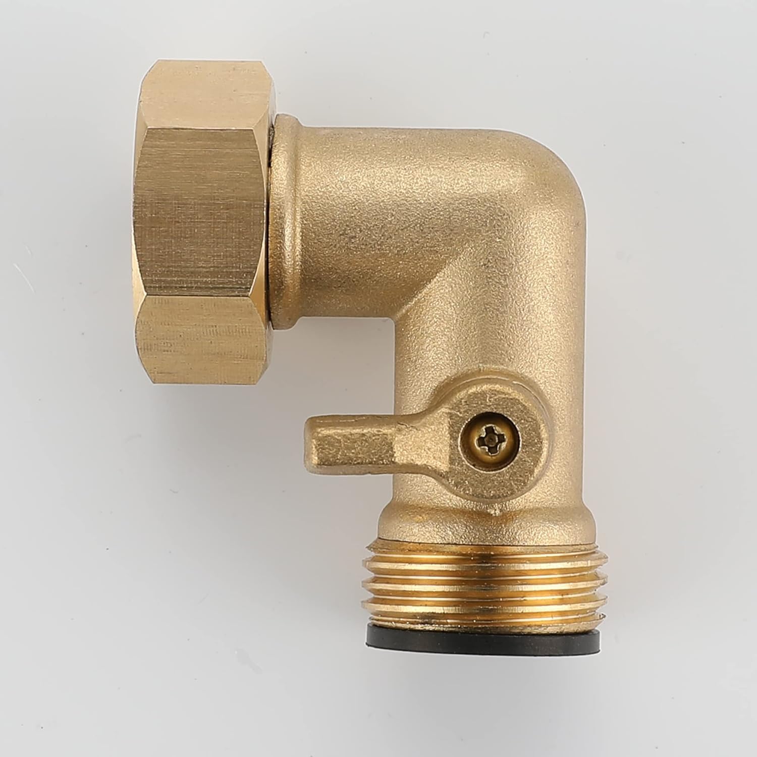 Heavy Duty Brass Shut Off Valve Garden Hose Elbow Connector 90 Degree