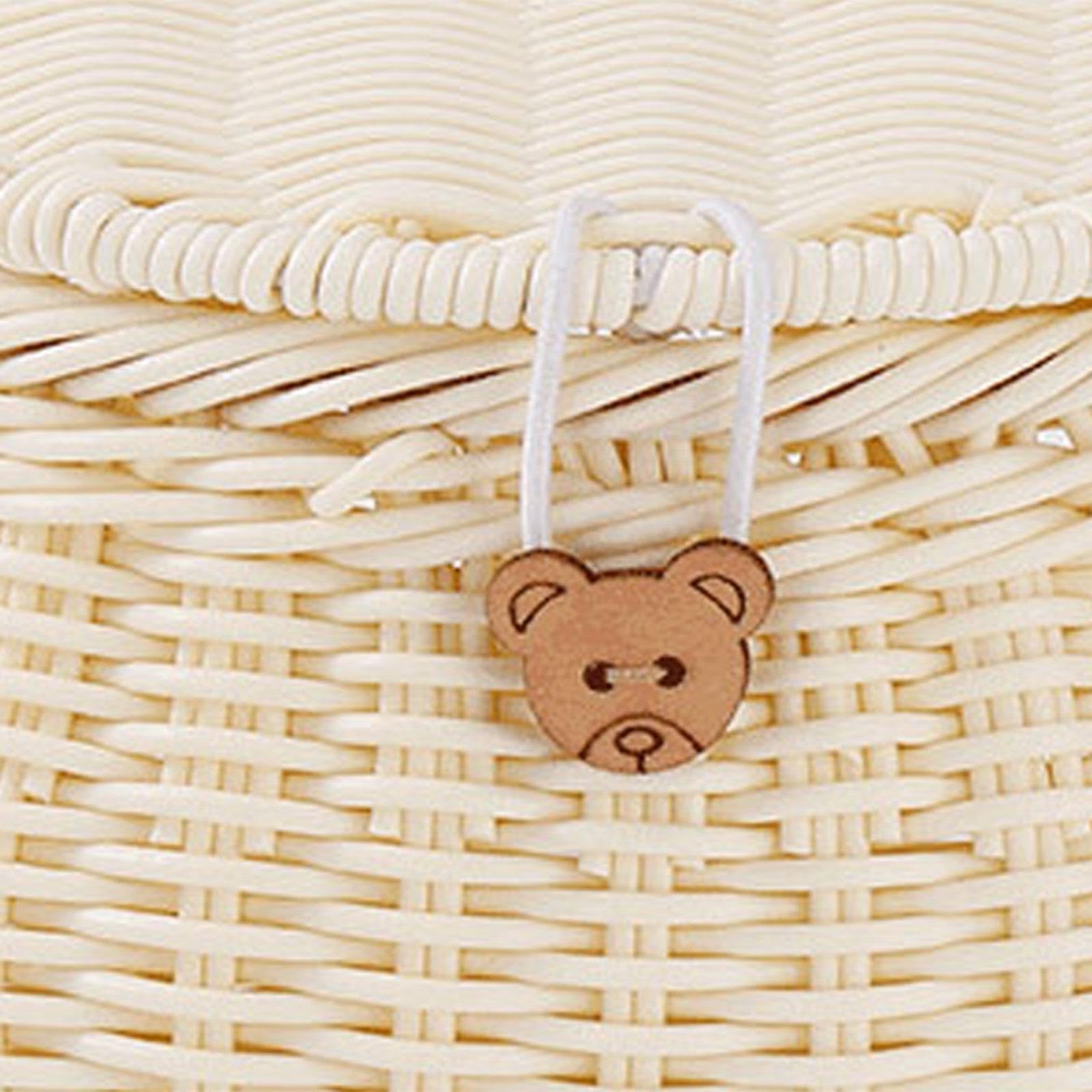 Panier Vélo Enfant pour Tricycle avec Bandoulière Amovible et Couvercle Panier Guidon Tissé Panier Bicyclette Accessoire Sac Épaule pour Balance Bike