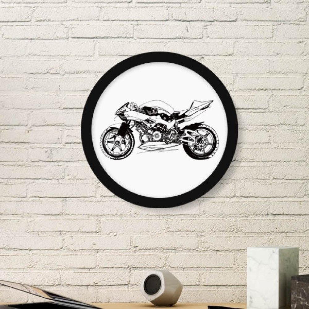 Illustration de moto cadre en bois rond noir déco maison