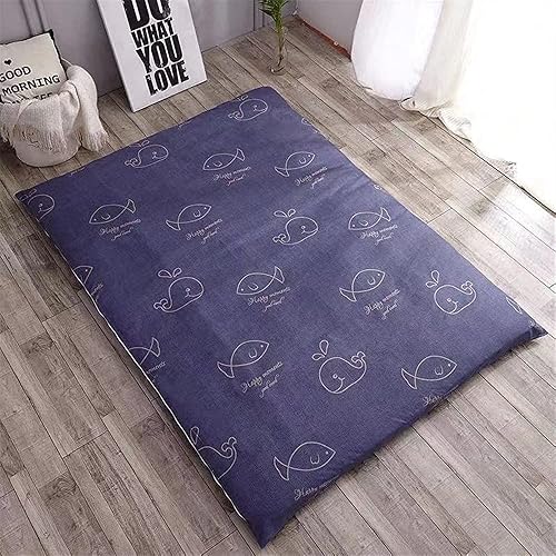 Miniatura 2 de Funda de futón japonés, funda 100% algodón para colchón tradicional de futón Shikibuton, algodón lavable (ballena, Queen (59 x 79 pulgadas)