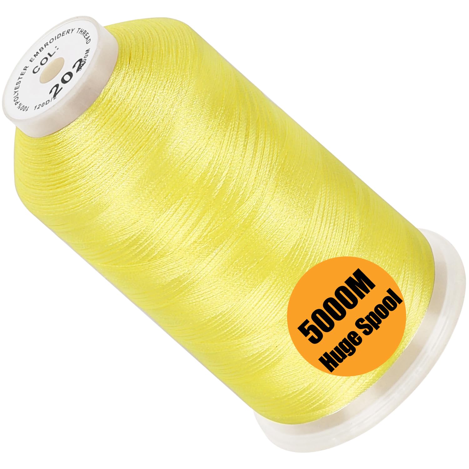 New brothread 5000M Huge Spool Embroidery Machine Thread - Lemon Yellow