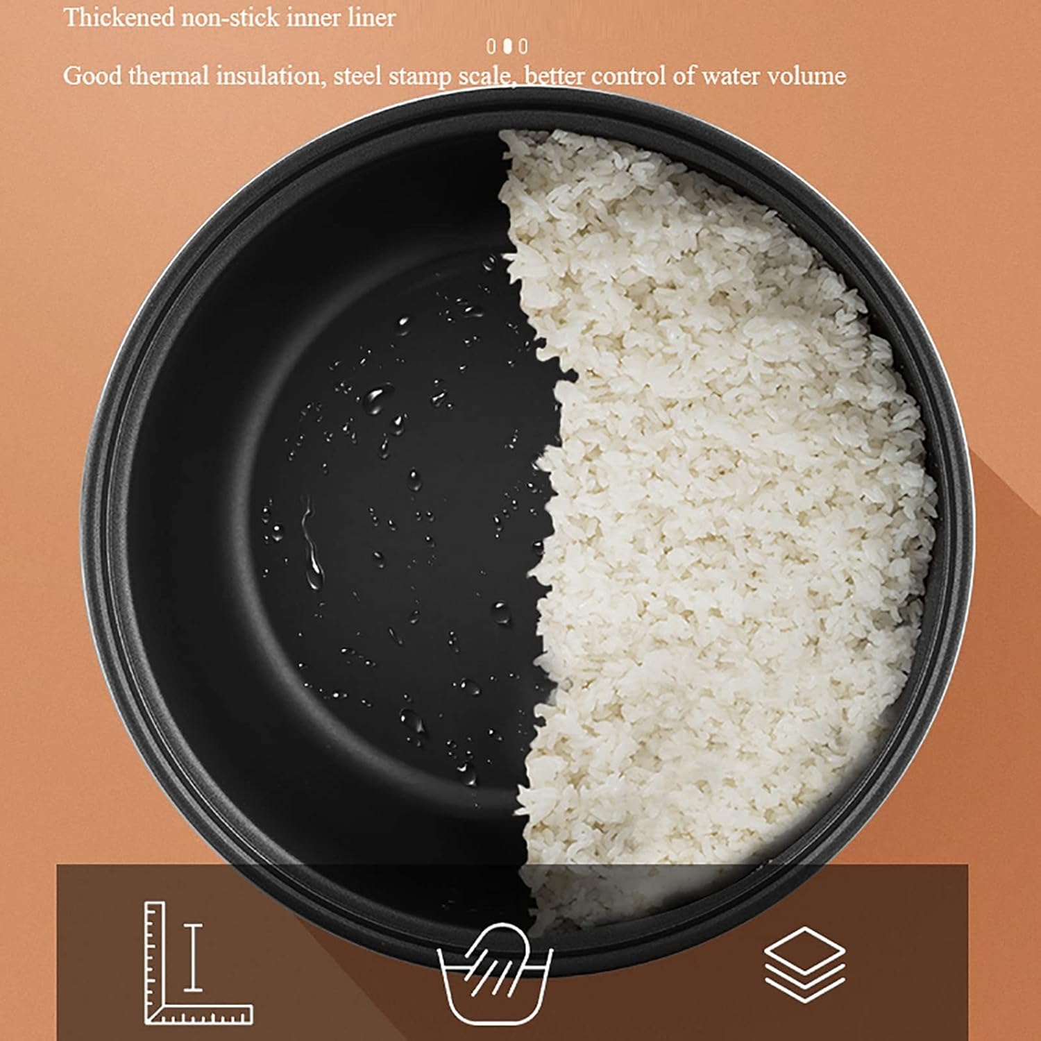 Rice Cooker with Steamer (3L) Non-stick Inner Pot, Intelligent Insulation and 24H Reservation, Make Rice & Steam Healthy Food & Vegetables 220-240V US/EU